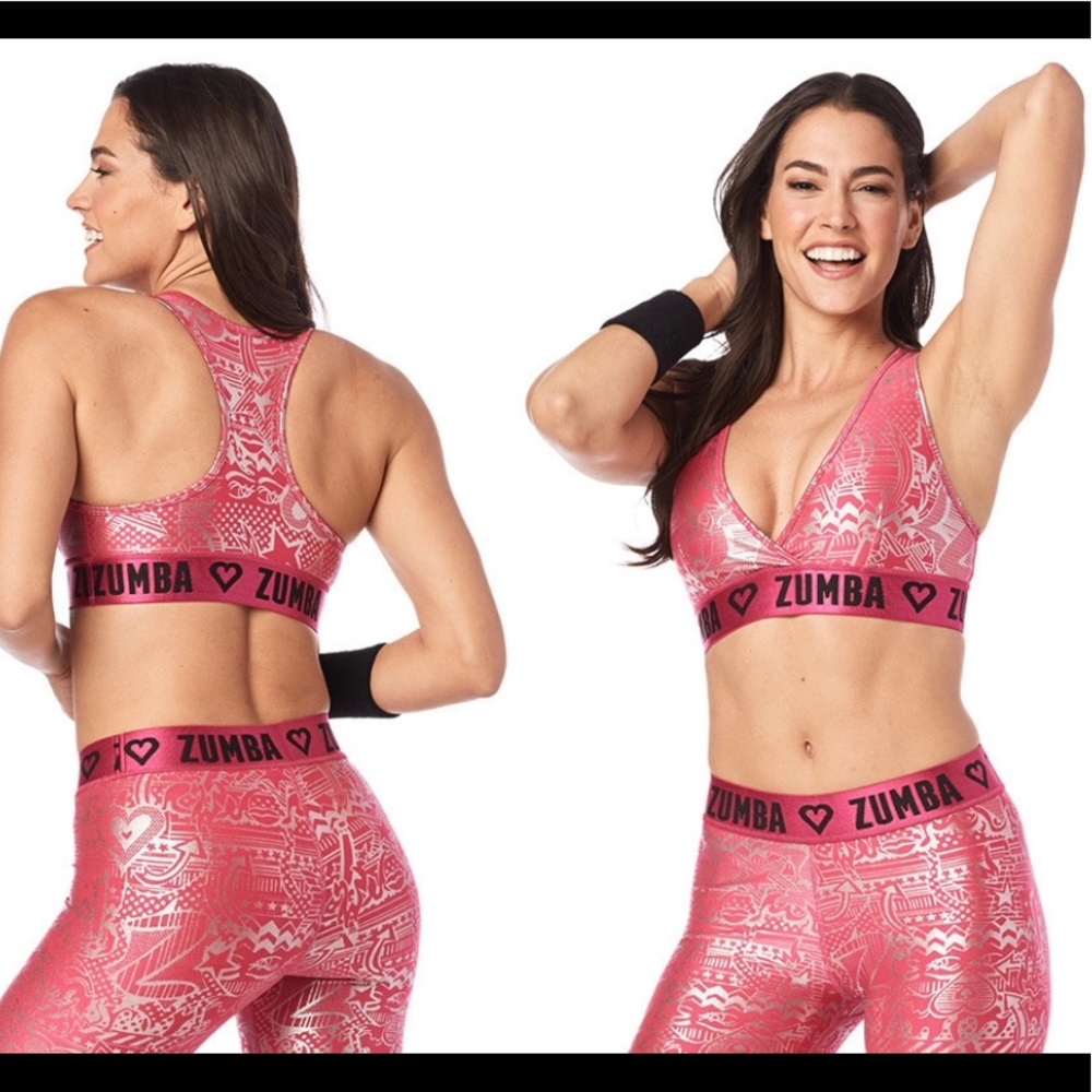 Zumba has my heart Metallic v- bra